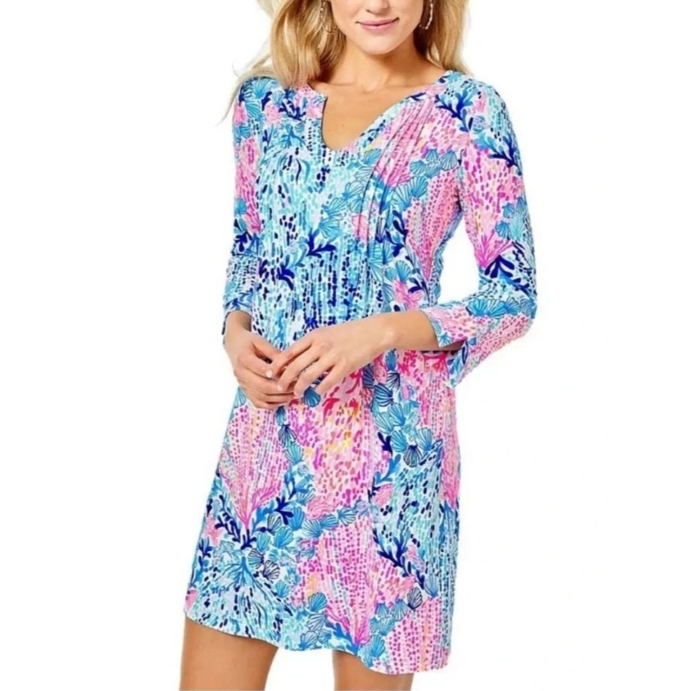 Lilly Pulitzer Beverlynn Dress Resort White Sway With Me Pink Blue Small *Flawed